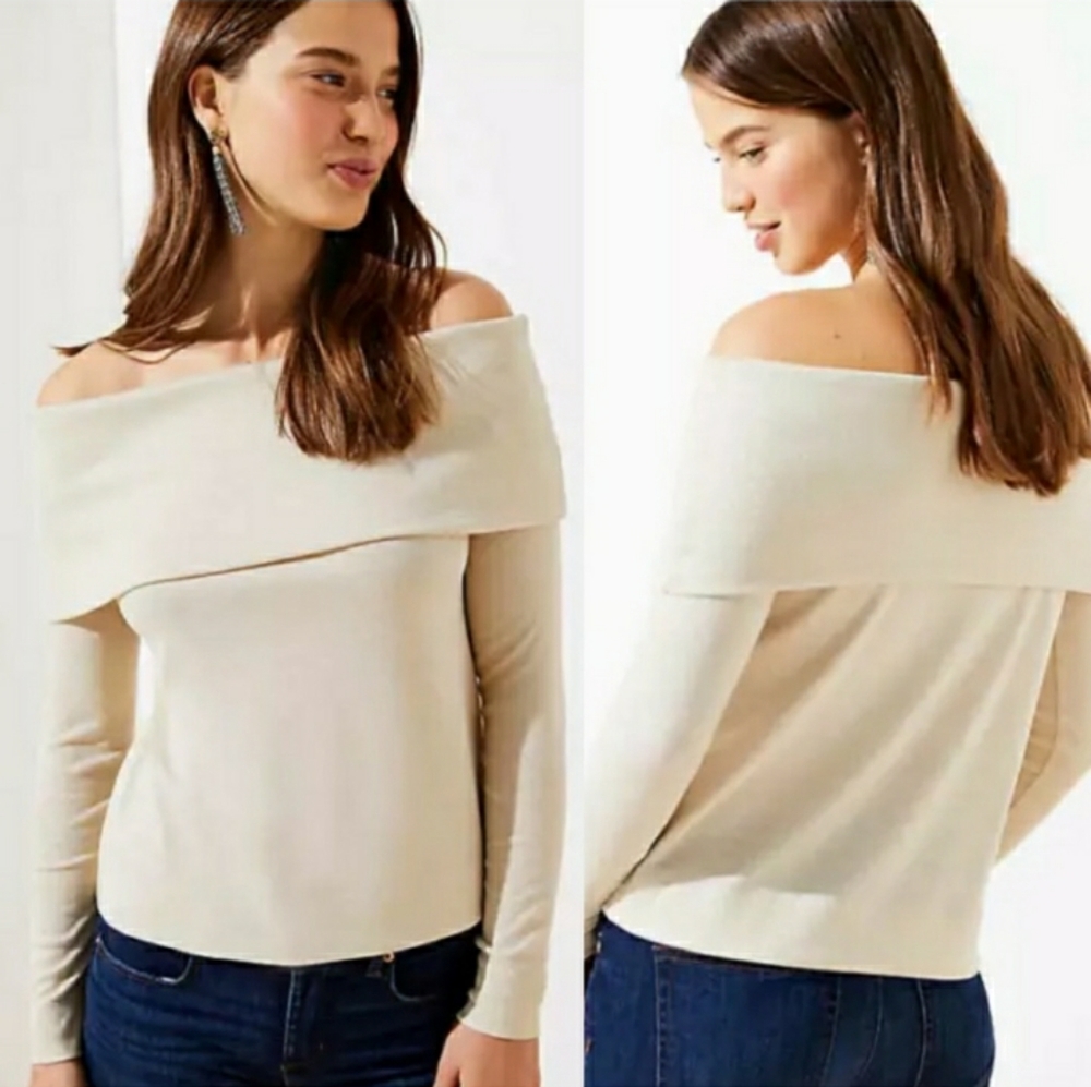 LOFT Shimmer Ribbed Off The Shoulder Top Size XS. NWT!
